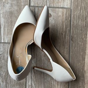 Jessica Simpson white d’orsay pumps heels wedding